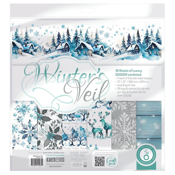 Tonic Studios Art Pad 12"x12", Double-Sided Cardstock, Winter's Veil, 18/pkg