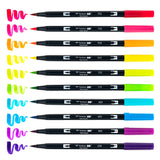 Tombow Dual Brush Pens 10/Pkg, Bright (Water-Based Blendable)