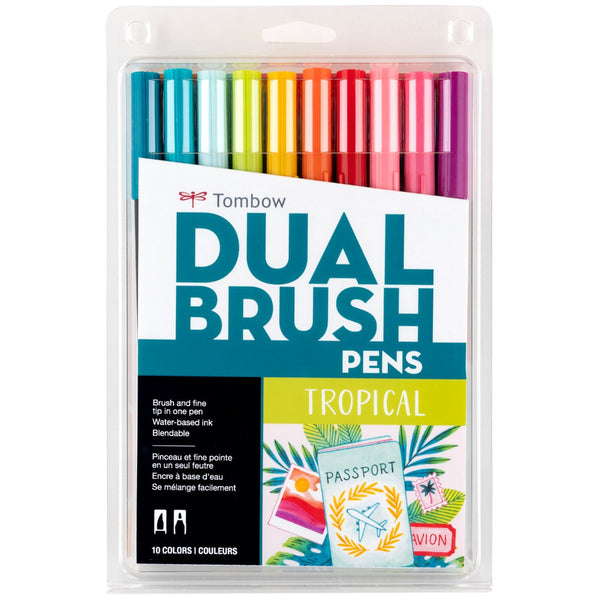 Tombow Dual Brush Pens 10/Pkg, Tropical (Water-Based Blendable)
