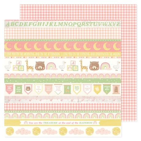 American Crafts Patterned Double-Sided Cardstock 12"X12", Hello Little Girl, Little Dream Strips (34030032)