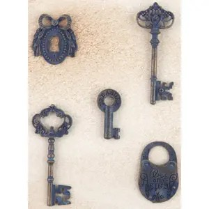 Prima, Metal Embellishments, Metal Trinkets, Keys & Locks