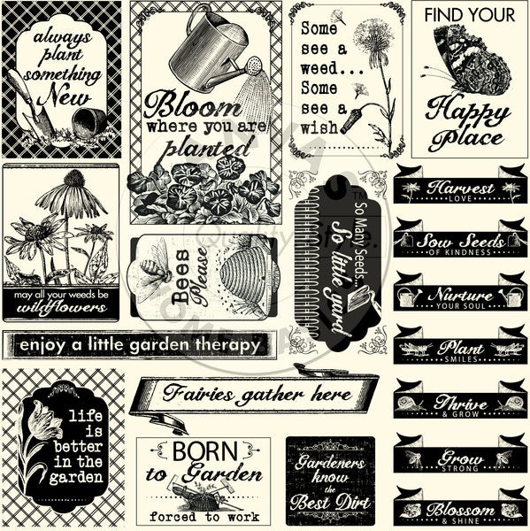 Canvas Corp, 12x12 Cardstock, The Watering Can: Garden Sayings on Ivory Paper (CCP2853)