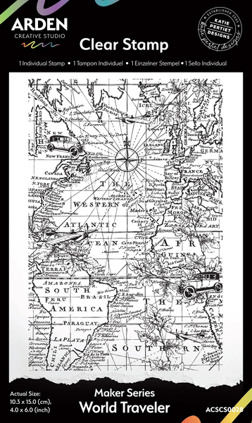 Arden Creative Studio, Maker Series, 4"x6" Clear Stamp Set, World Traveler, Background