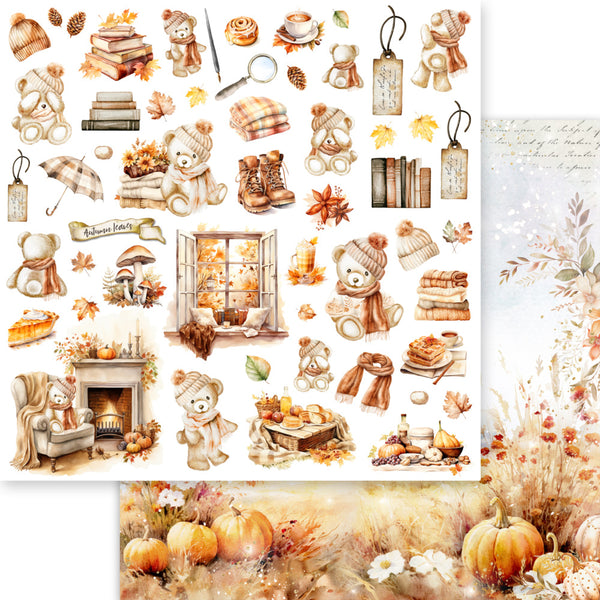 Memory Place, Beary Cozy, Double-Sided Cardstock 12"X12", Autumn Leaves