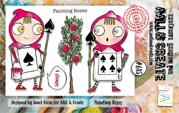 AALL & Create, A7 Clear Stamp by Janet Klein, Painting Roses (#615)
