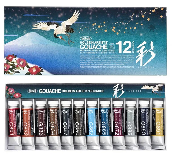 Holbein, Artists' Gouache Irodori Set, 15ml, Winter (12 Colors)