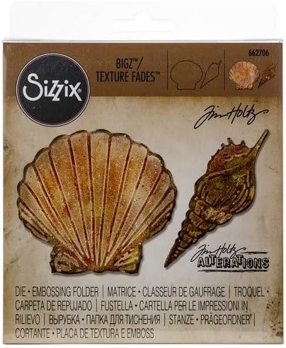 Sizzix, Bigz Die W/Texture Fades Embossing Folder By Tim Holtz, Seashells