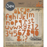 Sizzix Thinlits Dies By Tim Holtz 102/Pkg, Alphanumeric, Cutout Lower .75" Tall (#663074)