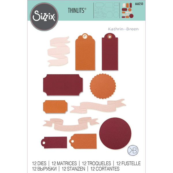 Sizzix Thinlits By Kath Breen 12/Pkg, Vintage Tags & Banners