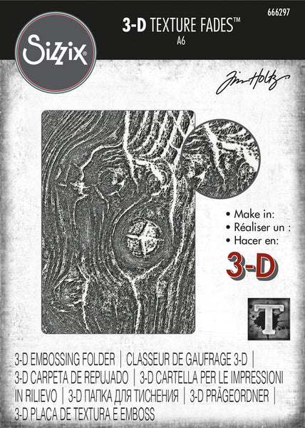 Sizzix 3D Texture Fades Embossing Folder By Tim Holtz, Woodgrain