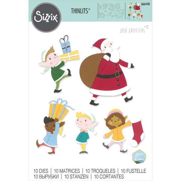 Sizzix, Thinlits Dies By Josh Griffiths 10/Pkg, Santa & Elves (666448)