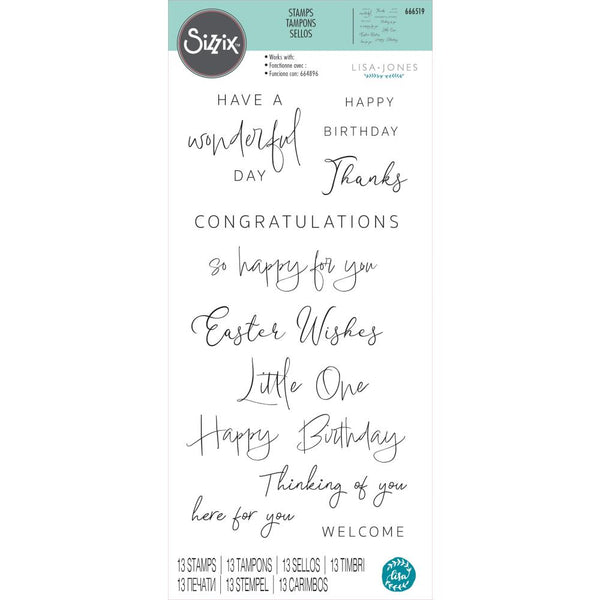 Sizzix Clear Stamps By Lisa Jones 13/Pkg, Daily Sentiments
