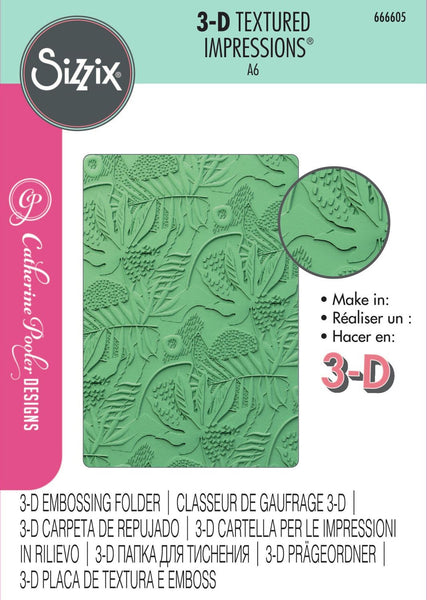 Sizzix 3D Textured Embossing Folder By Catherine Pooler, Jungle Textures (#666605)