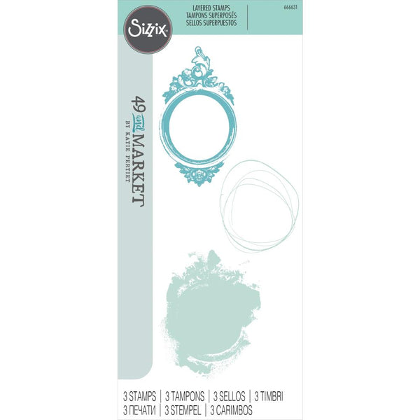 Sizzix Layered Clear Stamps By 49 & Market, Artsy Regal Frame, 3/Pkg