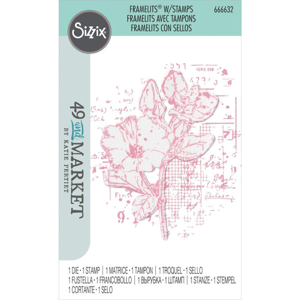 Sizzix, Framelits Die Set 1PK w/Stamp, Floral Mix Cluster by 49 and Market (#666632)