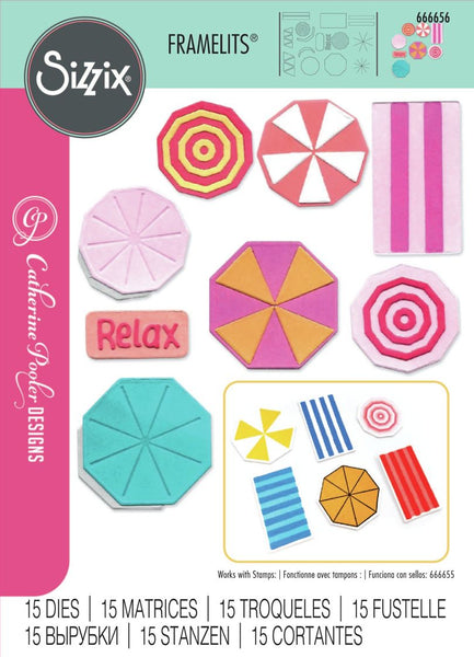 Sizzix Thinlits Die Set By Catherine Pooler 15/Pkg, Beach Blankets & Brellas #2 (666656)