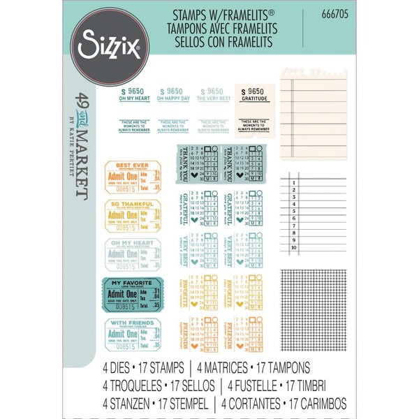 Sizzix A5 Clear Stamps With Framelits Die By 49 And Market, Forever Journal Essentials (666705)