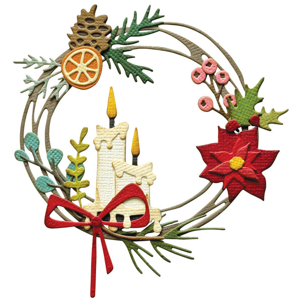 Sizzix Thinlits Dies By Tim Holtz 14/Pkg, Vault Festive Wreath (666715)