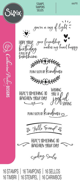 Sizzix Clear Stamps Set By Catherine Pooler 16/Pkg, Sending Sunshine Sentiments (666793)