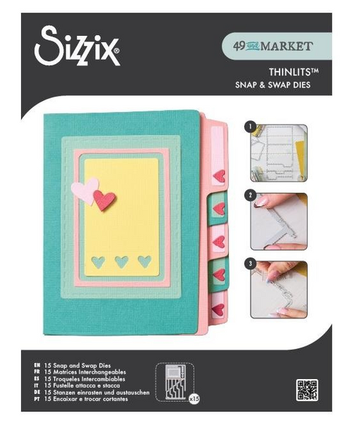 Sizzix, Thinlits Set 15/Pkg Snap and Swap by 49 and Market, File Folders (666825)