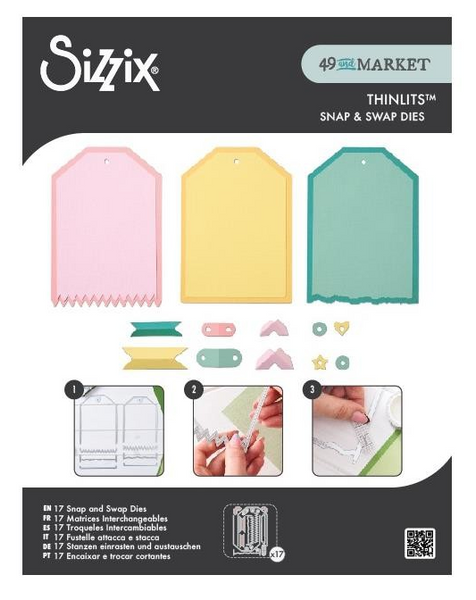Sizzix, Thinlits Set 17/Pkg, Snap and Swap by 49 and Market, Large Tags (666826)