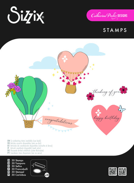 Sizzix A5 Clear Stamps Set 28/Pkg by Catherine Pooler, Up and Away (#666829)