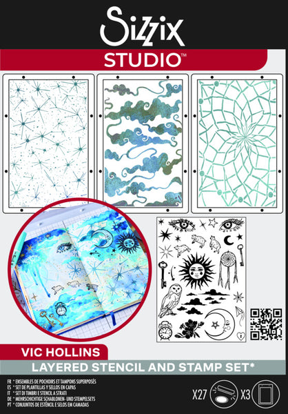 Sizzix Studio Stamp 27/Pkg and Stencils 3/Pkg by Vic Hollins, Dreamscape (#666855)