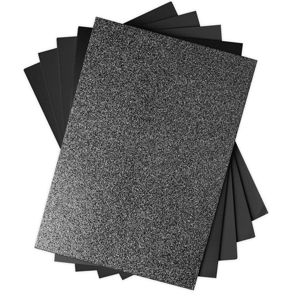 Sizzix, Surfacez Opulent Cardstock, 8" x 11 1/2" 50/Pkg, Black (Glitter/Matte Finish/Brushed Metal/Pearl/Mirror)