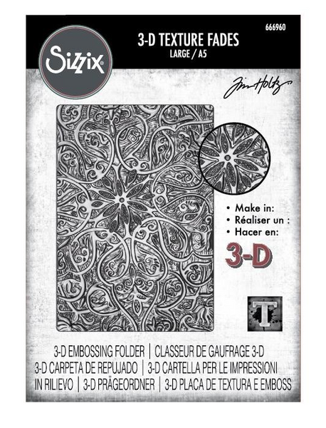 Sizzix 3D Texture Fades Embossing Folder A5 by Tim Holtz, Engraved (666960)