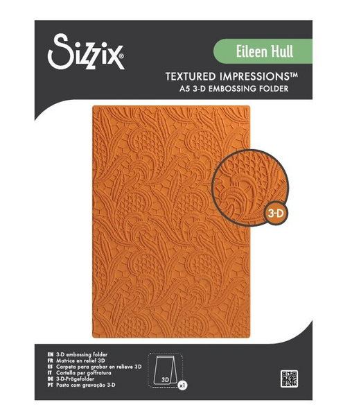 Sizzix 3D Textured A5 Embossing Folder By Eileen Hull, Lacy Leaves (#666977)