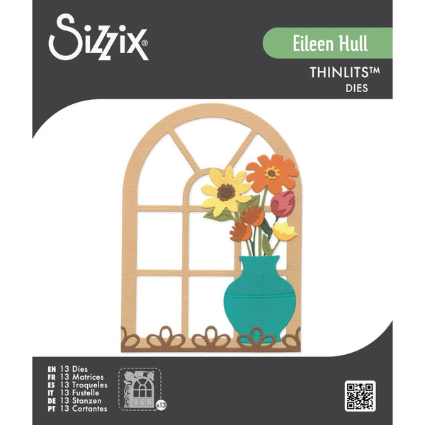 Sizzix Thinlits Die Set By Eileen Hull 13/Pkg, Windowsill Flowers And Vase (#666979)
