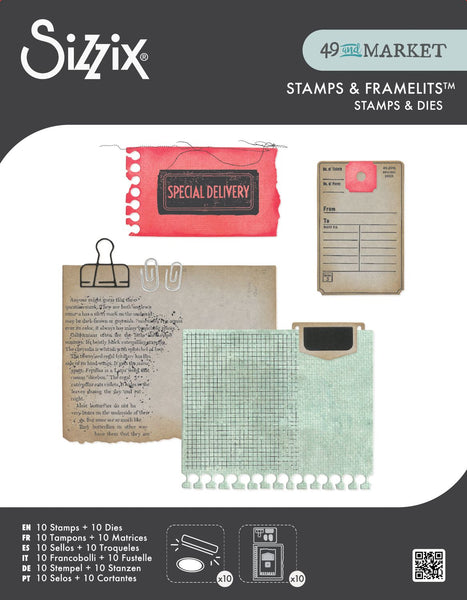 Sizzix Clear Stamp With Framlits Die By 49 & Market 10/Pk, Creative Combos (667058)