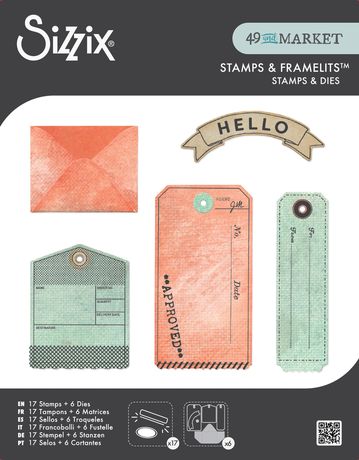 Sizzix Clear Stamp With Framlits Die By 49 & Market 6/Pk, Tag It (667064)