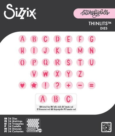 Sizzix, Thinlits Die Set 34PK, Alphabet Beads by Letters by Shells (667199)