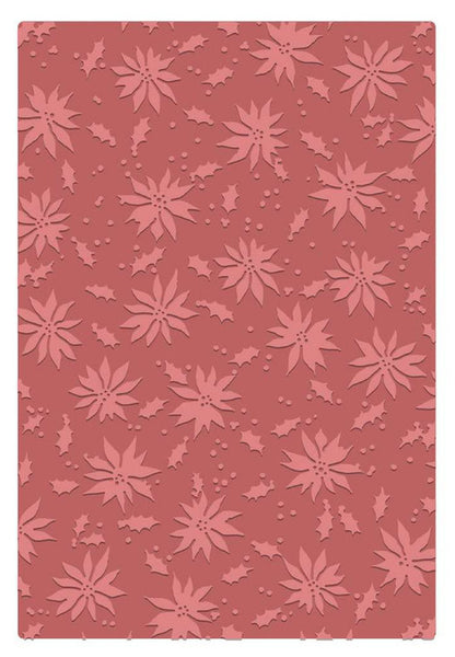 Sizzix 2D Texture Fades A5 Embossing Folder, Vault Holly Poinsettia by Tim Holtz (667252)