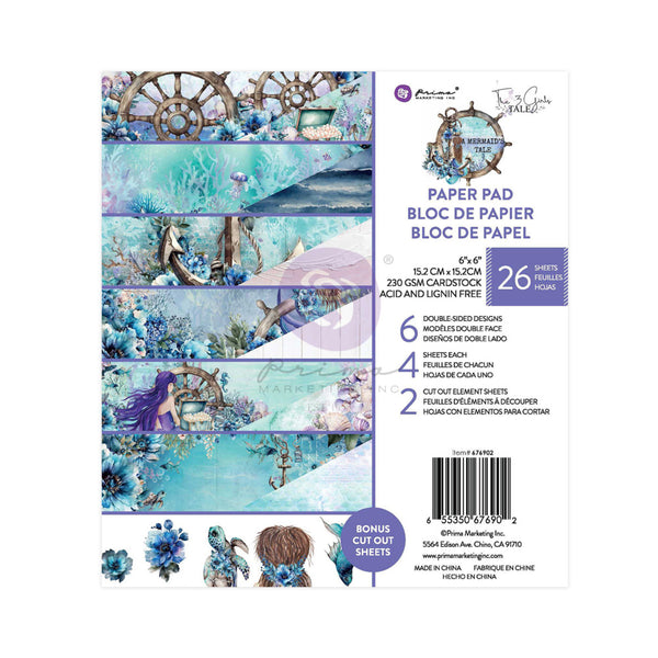 Prima Marketing, Double-Sided Paper Pad 6"X6" 26/Pkg, A Mermaid's Tale (676902)