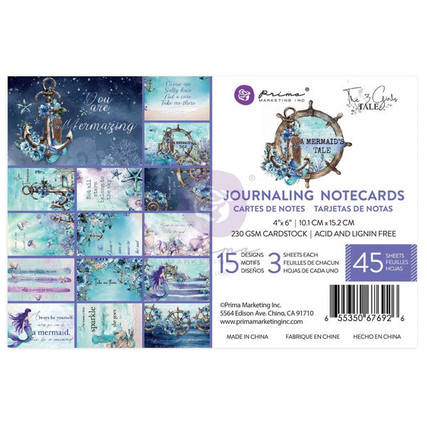 Prima Marketing Journaling Cards 3"X4" 45/Pkg, A Mermaid's Tale, 15 Designs/ 3 Each