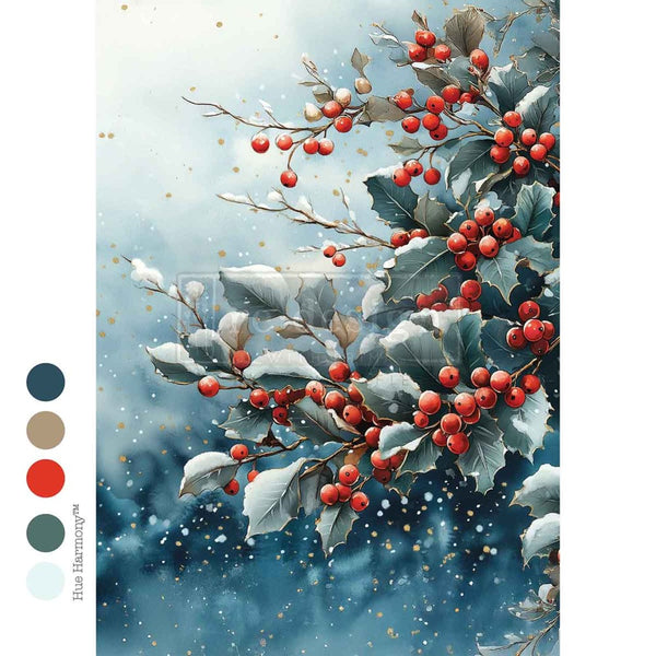 Prima Redesign A4 Decoupage Sheet, Frosted Boughs & Berries (#678340)