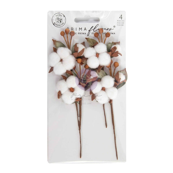 Prima Marketing, Twinkle & Treats, Paper Flowers 4/Pkg, Snowy Cotton (#680350)