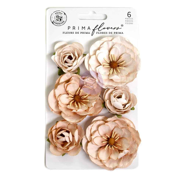 Prima Marketing, Paper Flowers 6/Pkg, Bewitched, Pumpkin Dust (#680565)
