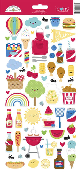 Doodlebug Design Cardstock Stickers Icons, Bar-B-Cute