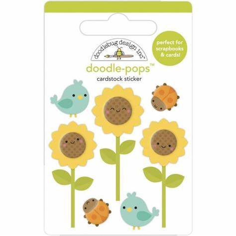 Doodlebug Design, Doodle-Pops 3D Stickers, Sunflowers