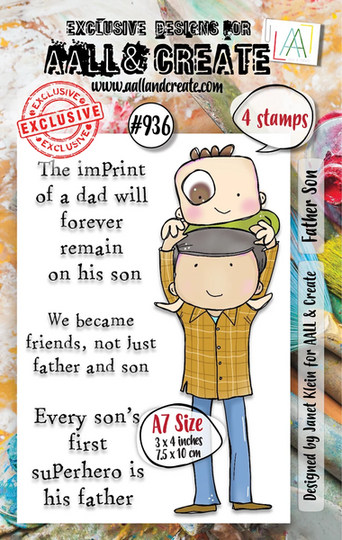 AALL & Create, #936, Father Son, A7 Clear Stamp, Designed by Janet Klein