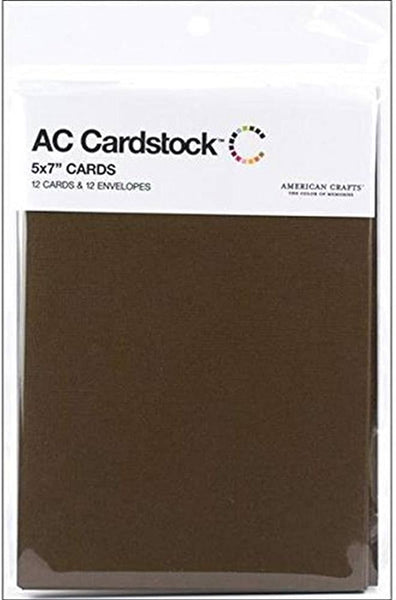 American Crafts A7 Cards W/Envelopes (5.25"X7.25") 12/Pkg, Weave Textured, Chestnut
