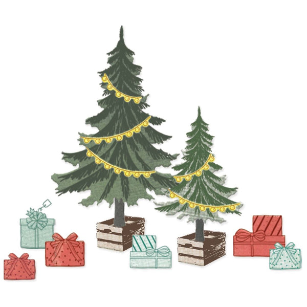 Sizzix, Famelits Die & Stamp Set By 49 And Market 32/Pkg, Trees And Trinkets (667013)