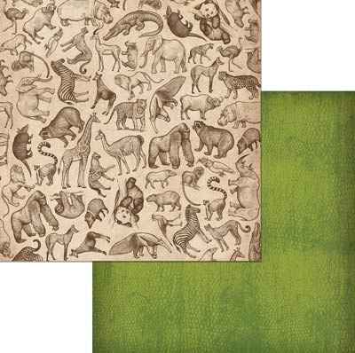 Bo Bunny, Jungle Life Collection, 12"x12" Double-Sided Cardstock, Jungle Life Wildlife