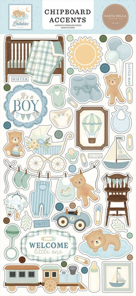 Carta Bella, Adhesive Chipboard Accents 6"X13", Little Lullabies, Baby Boy (CBLUB485021)
