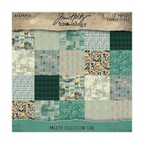 Tim Holtz Idea-ology, Double-Sided Cardstock 8"X8" 12/Pkg, Palette Collection: Teal (TH94475)