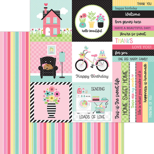 Doodlebug Design, My Happy Place Collection, 12 x 12 Double Sided Paper, So Happy Together (7375)