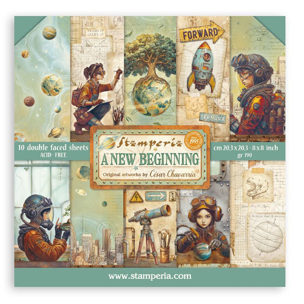 Stamperia Backgrounds Double-Sided Paper Pad 8"X8" 10/Pkg, A New Beginning (SBBS140)